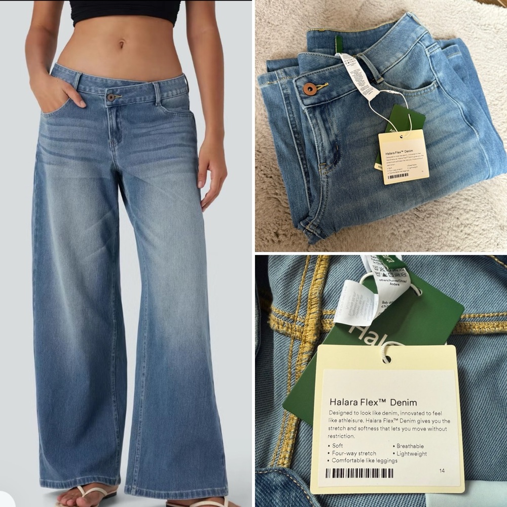 New w/tags!Halara Flex Denim Women's Blue Wide-Leg Jeans! Size XS regular